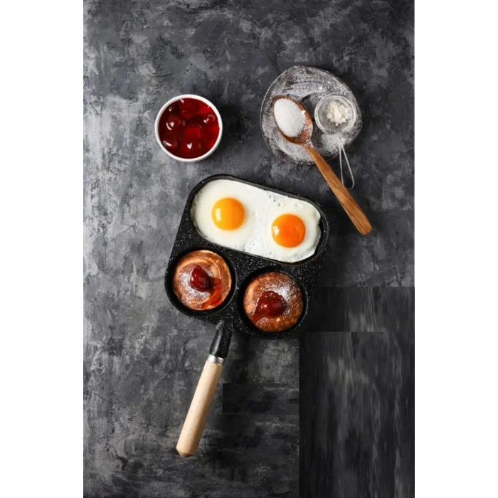 Döküm 3 Bölmeli Omlet Tavası - Krep Tavası