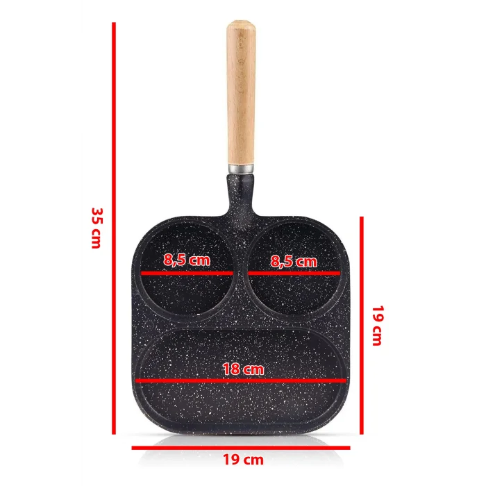 Premium Granit Döküm Çok Bölmeli Pancake & Yumurta Tavası