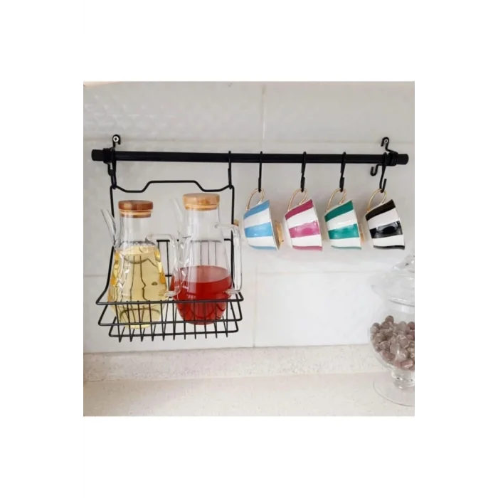 Luxe Retro Siyah Duvar Sepetli Askılık