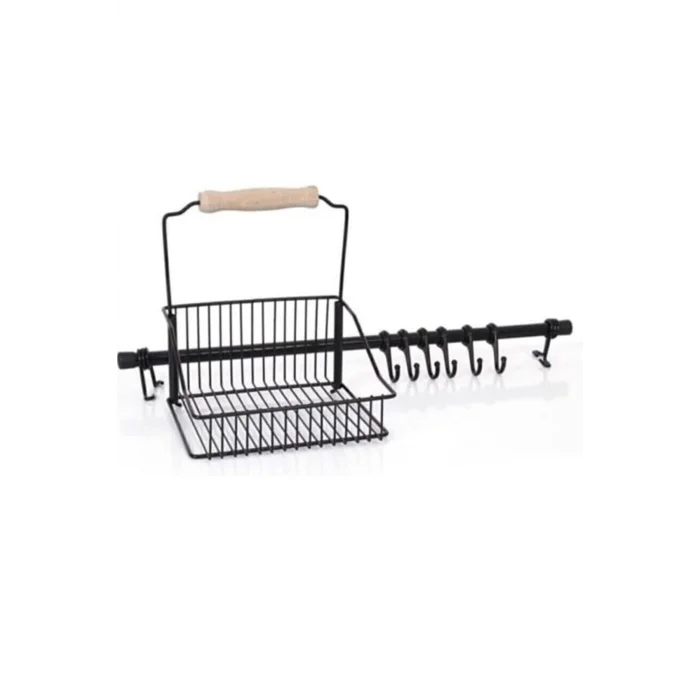 Luxe Retro Siyah Duvar Sepetli Askılık