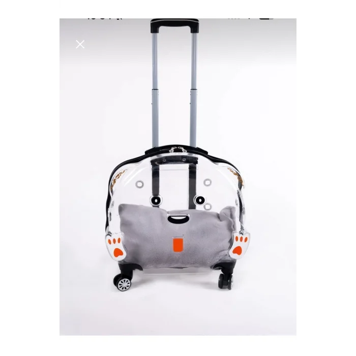 Premium Şeffaf Çekçekli Kedi & Köpek Taşıma Valizi – Geniş, Hızlı ve Konforlu