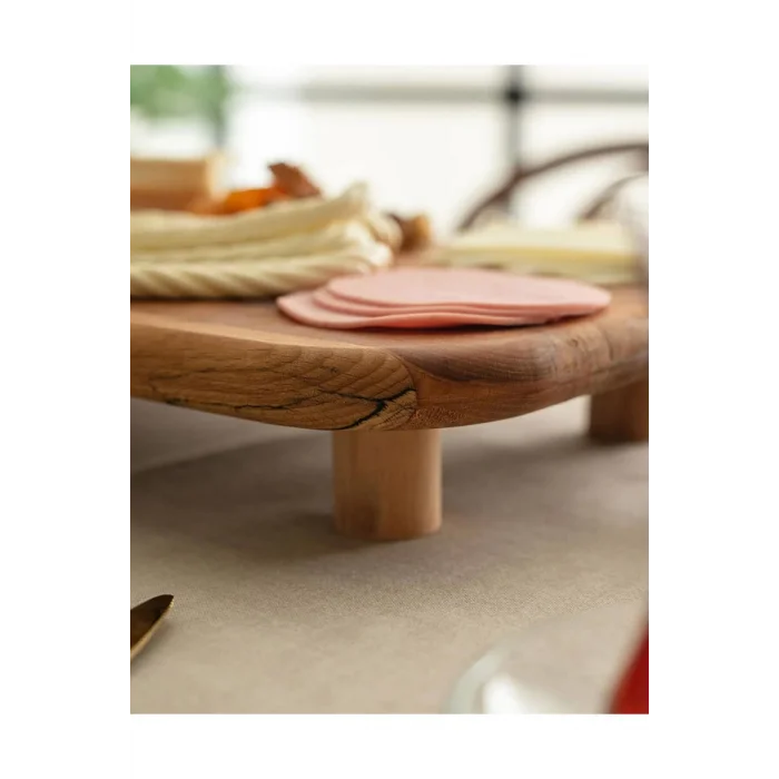 Prestijli Kayın Şık Sunum Tepsisi – Dikdörtgen Ayaklı