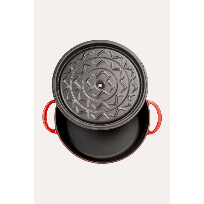 Sürel Premium Kırmızı Demir Döküm Tencere – 24 cm – Profesyonel ısı dağılımı ve Arıtma Teknolojisi