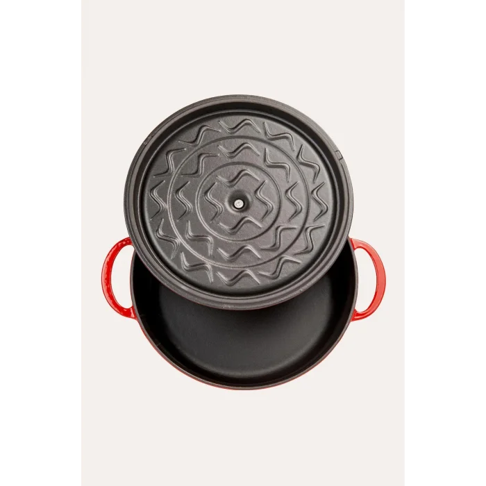 Sürel Premium Kırmızı Demir Döküm Derin Tencere 20 cm – Aromatik Isı Dağılımı