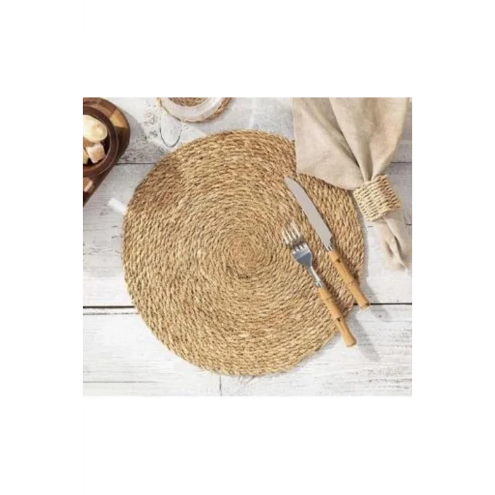 6Lı Bambu Amerikan Servis Hasır 1. Kalite Örgü Yanmaz Tabak Tava Tencere Altlığı 34 x 34 cm