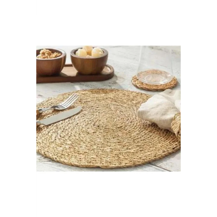 6Lı Bambu Amerikan Servis Hasır 1. Kalite Örgü Yanmaz Tabak Tava Tencere Altlığı 34 x 34 cm