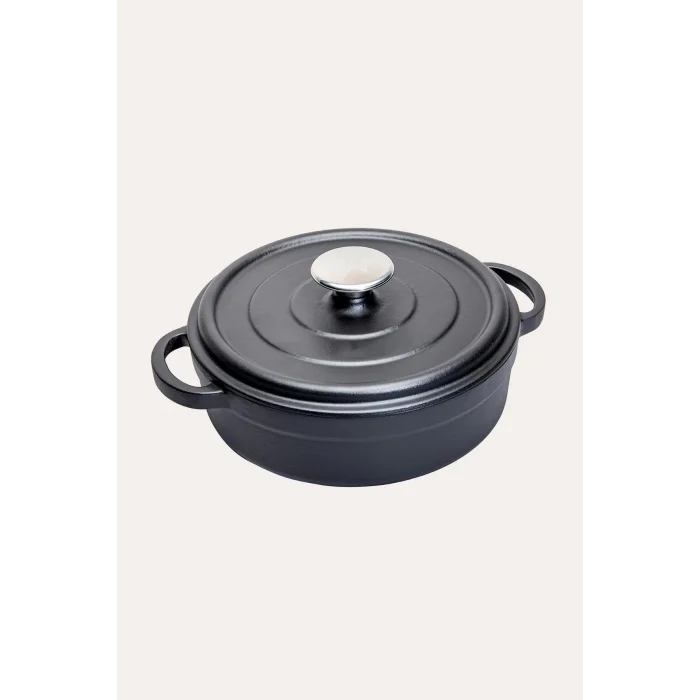 Sürel Premium Siyah Demir Döküm Sığ Tencere 24 cm – Lüks Lezzet Kültürü