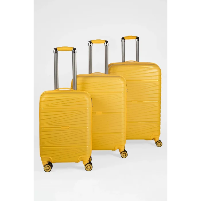 901 3lü Valiz Bavul Seti Sarı - Darbelere Karşı Yüksek Koruma