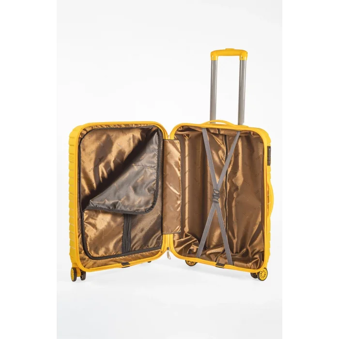 901 3lü Valiz Bavul Seti Sarı - Darbelere Karşı Yüksek Koruma