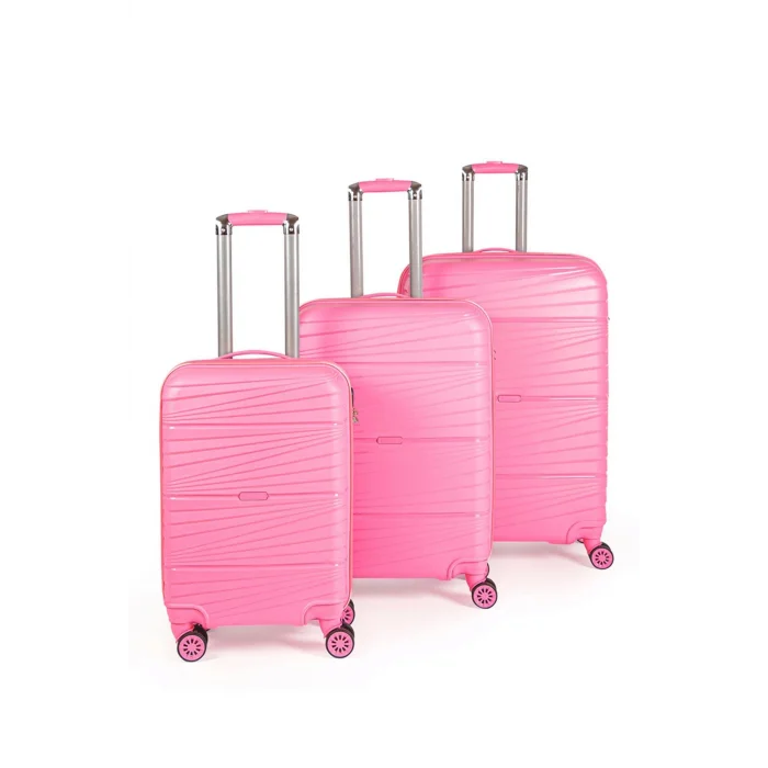 901 3lü Valiz Bavul Seti Pembe - Darbelere Karşı Yüksek Koruma