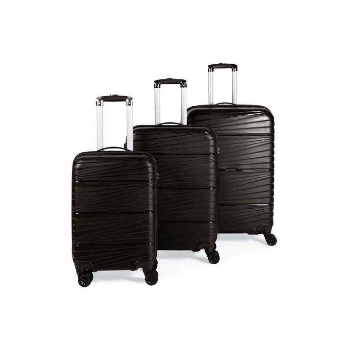 901 3lü Valiz Bavul Seti Siyah - Darbelere Karşı Yüksek Koruma