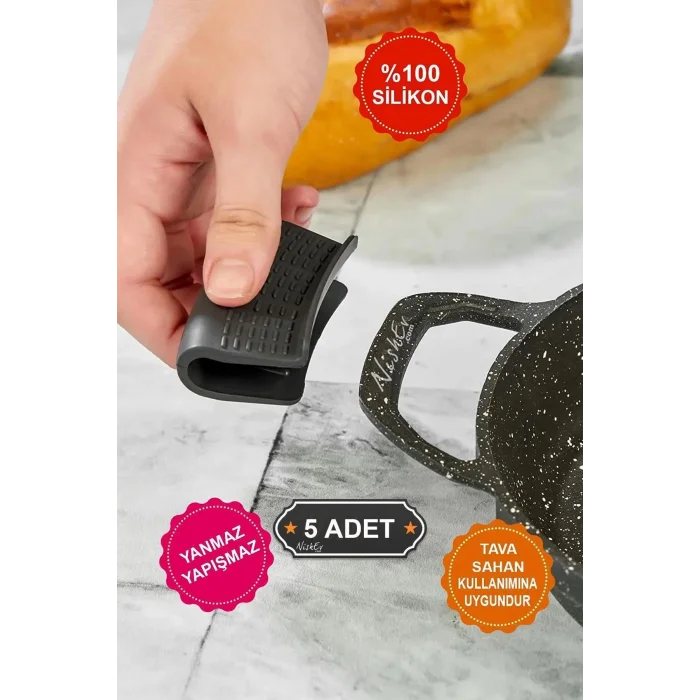 Premium 10 Parça Yanmaz Silikon Tava ve Sahan Tutacak Seti