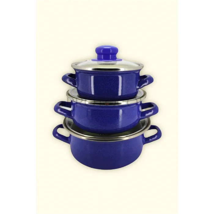 Protocol London Mavi Mini Emaye Tencere Seti – 12/14/16 cm, Çok Fonksiyonlu Çevre Dostu Çözüm