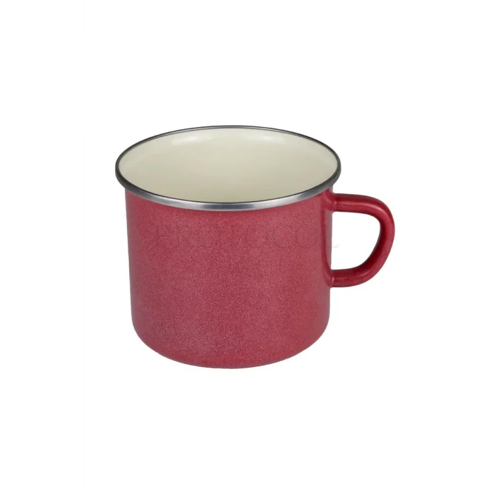 İtalyan İnci Emaye Kupa -  Kırmızı 10 cm