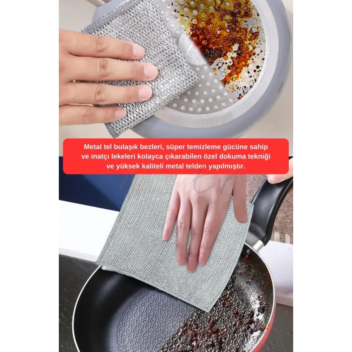 Premium Çift Katlı Çizilmez Tel Bulaşık Bezi Seti – Mutfak & Banyo Çelik Temizleme