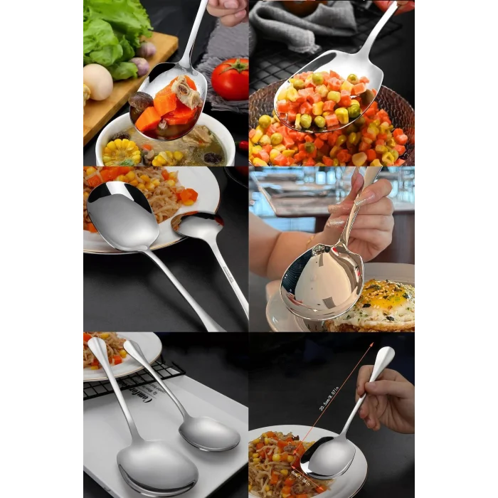 Prestijli 2li Paslanmaz Çelik Servis Kaşığı Seti – Büyük Boy & Lüks Sunum