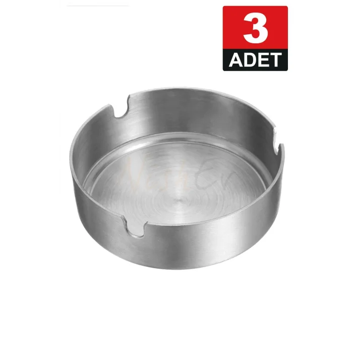 3 Adet Premium Paslanmaz Çelik Krom Küllük – 10 cm Geniş Boyutlu, Modern İç Mekan Çözümleri