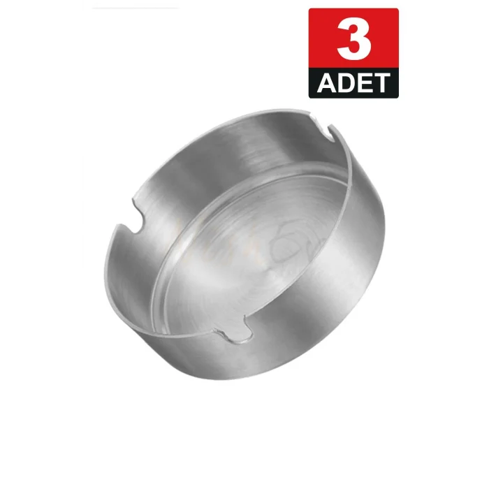 3 Adet Premium Paslanmaz Çelik Krom Küllük – 10 cm Geniş Boyutlu, Modern İç Mekan Çözümleri