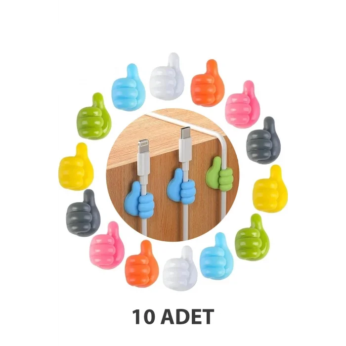 Premium 10lu El Hareketi Kanca – Çok Fonksiyonlu Yapışkanlı Kablo Tutucu