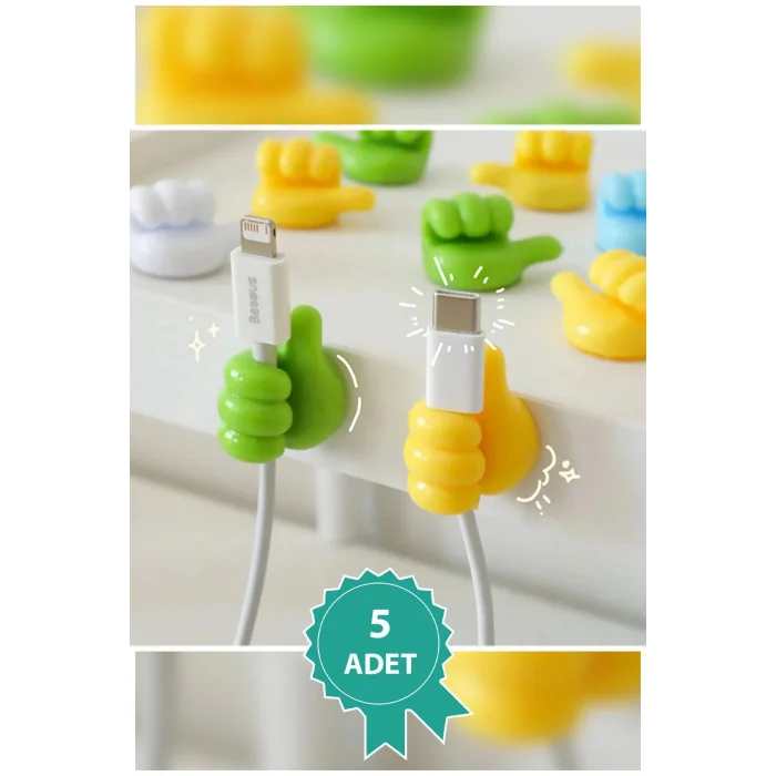 Premium 5li El Hareketli Parlak Kablo Tutucu – Yüksek Performanslı & Şık Tasarım