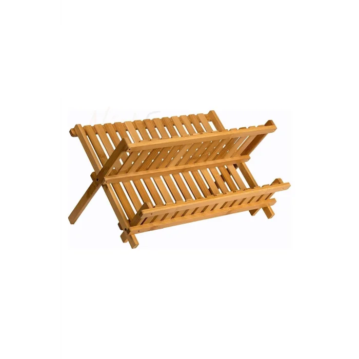 Lüks 2 Katlı Bambu Tabaklık & Kurutma Rafı – 47x32 cm