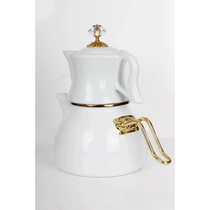 Dufy Premium Porselen Demlikli Çaydanlık Seti – White Elegance