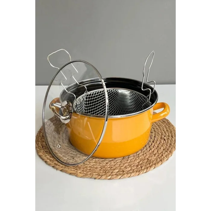 Milano Cat Lüks 22 cm Kızartma Tenceresi – 4,5 L, Sarı