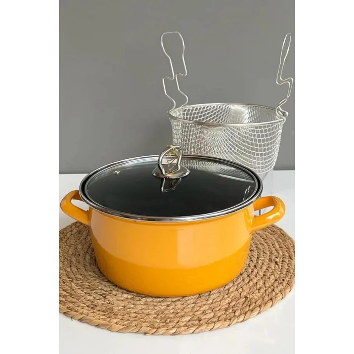 Milano Cat Lüks 22 cm Kızartma Tenceresi – 4,5 L, Sarı