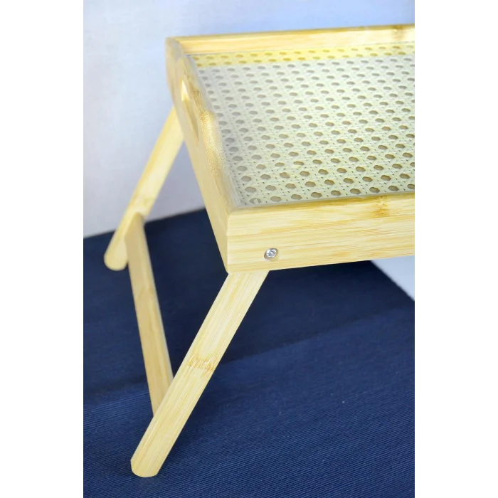 Lüks Çerçeveli Bambu Katlanır Yatak Tepsisi – Portatif Konfor