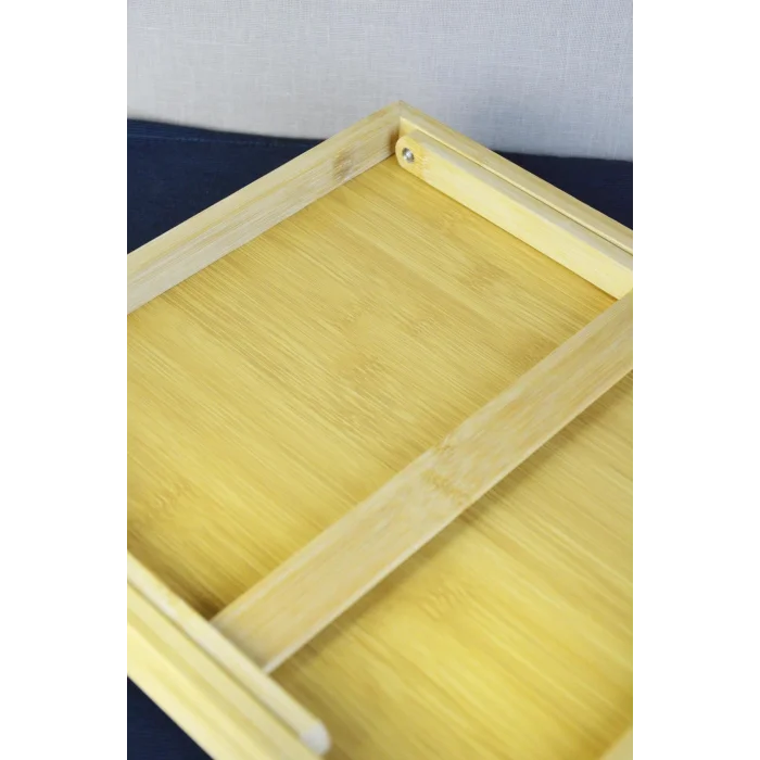 Lüks Çerçeveli Bambu Katlanır Yatak Tepsisi – Portatif Konfor