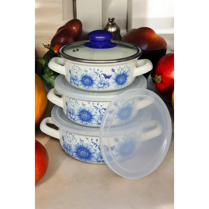 İtalyan Merve Prestige 3lü Emaye Tencere Seti 14/16/18 cm – Pişir & Sakla