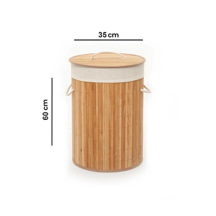 Bambu Luxury Round Laundry Basket – Çok Amaçlı Organik Düzenleme Sepeti