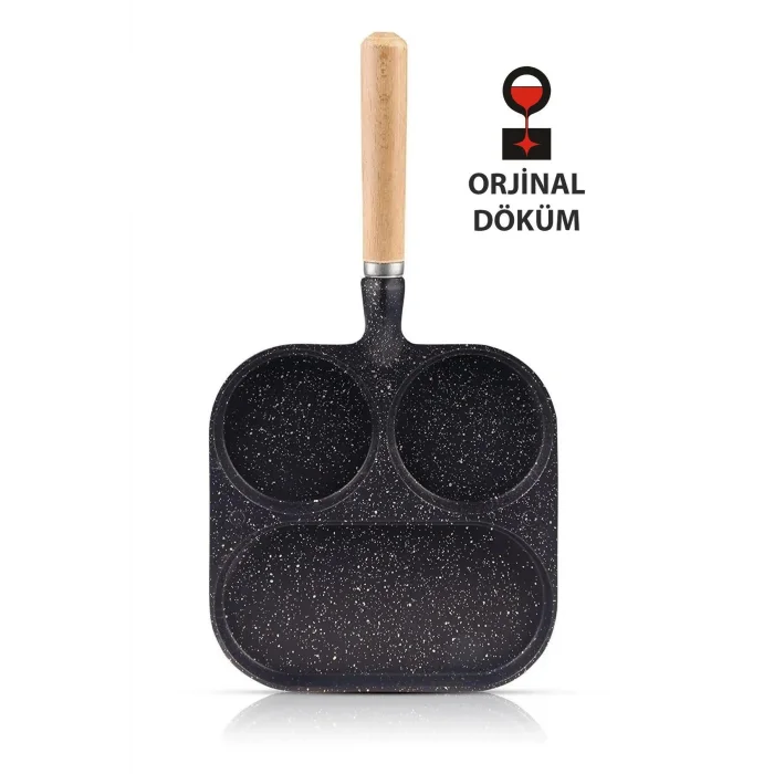Premium Granit 3Bölmeli Döküm Omlet & Krep Tava Seti