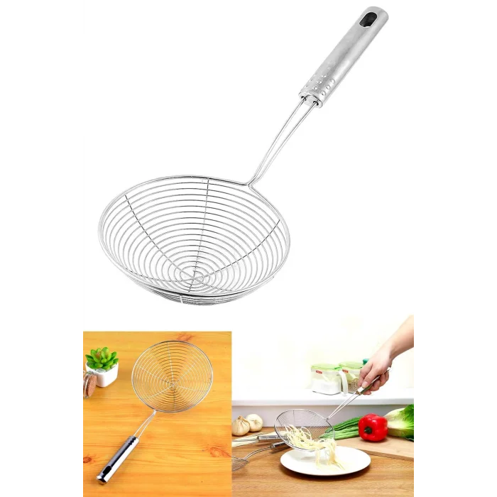 Lüks Çelik Kızartma Kevgir – Yağ Süzgeci ile Profesyonel Mutfak Aksesuarı