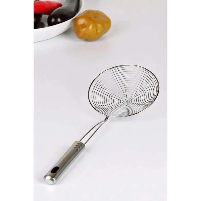 Lüks Çelik Kızartma Kevgir – Yağ Süzgeci ile Profesyonel Mutfak Aksesuarı