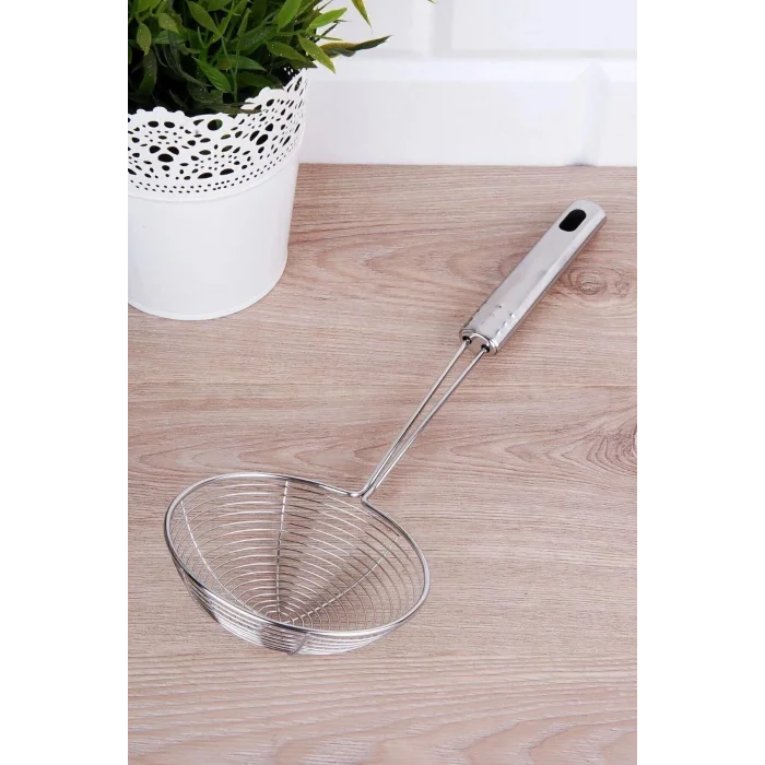 Lüks Çelik Kızartma Kevgir – Yağ Süzgeci ile Profesyonel Mutfak Aksesuarı