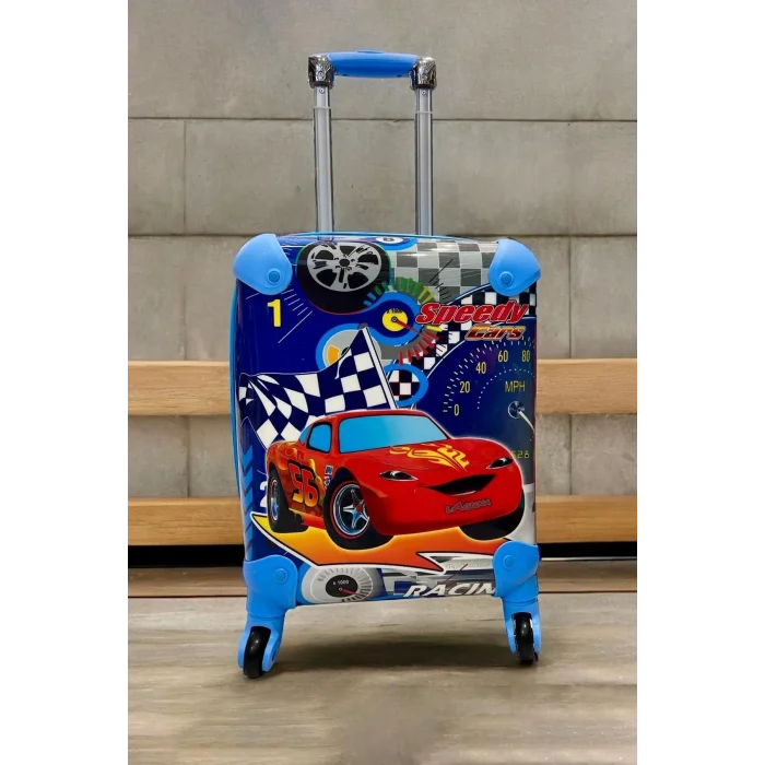 Speedy Cars Premium Mavi Erkek Çocuk Valizi