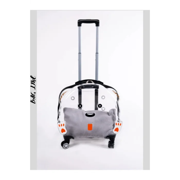 Lüks Şeffaf Çekçekli Tekerlekli Evcil Hayvan Taşıma Valizi – Büyük Model
