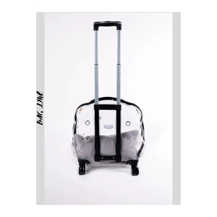 Lüks Şeffaf Çekçekli Tekerlekli Evcil Hayvan Taşıma Valizi – Büyük Model