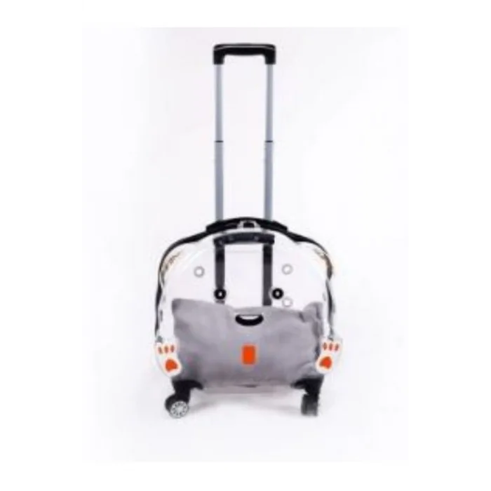 Lüks Şeffaf Tekerlekli Evcil Hayvan Taşıma Valizi – Çekçekli Büyük Model