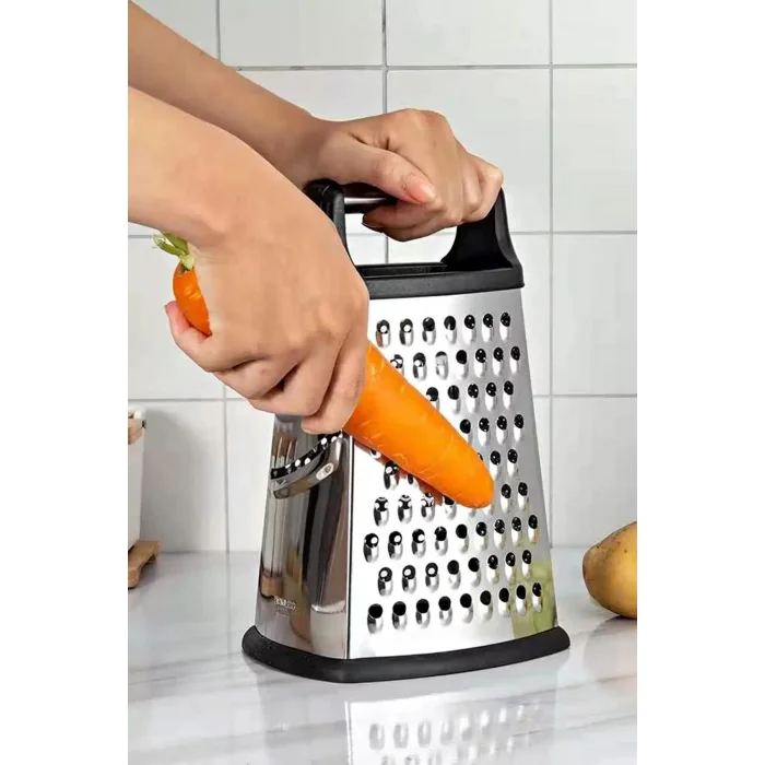 Lüks 4-Fonksiyonlu Çelik El Rendesi - Silikon Tabanlı Mutfak Mükemmelliği