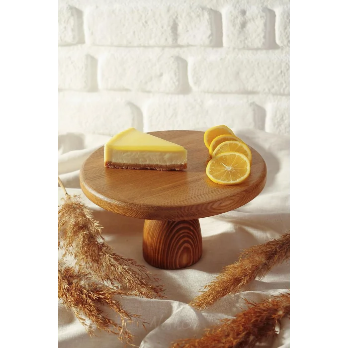 Lüks Ahşap Yuvarlak Ayaklı Pasta Sunum Tabağı