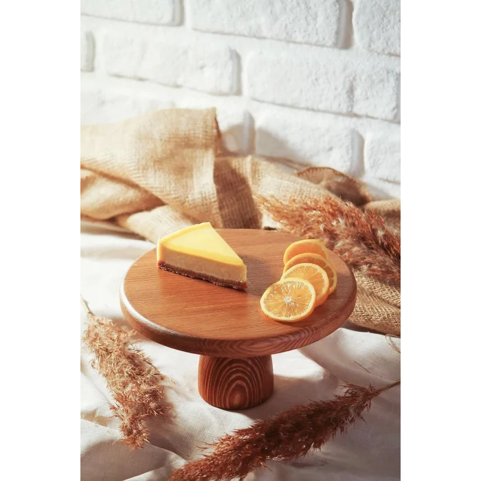 Lüks Ahşap Yuvarlak Ayaklı Pasta Sunum Tabağı