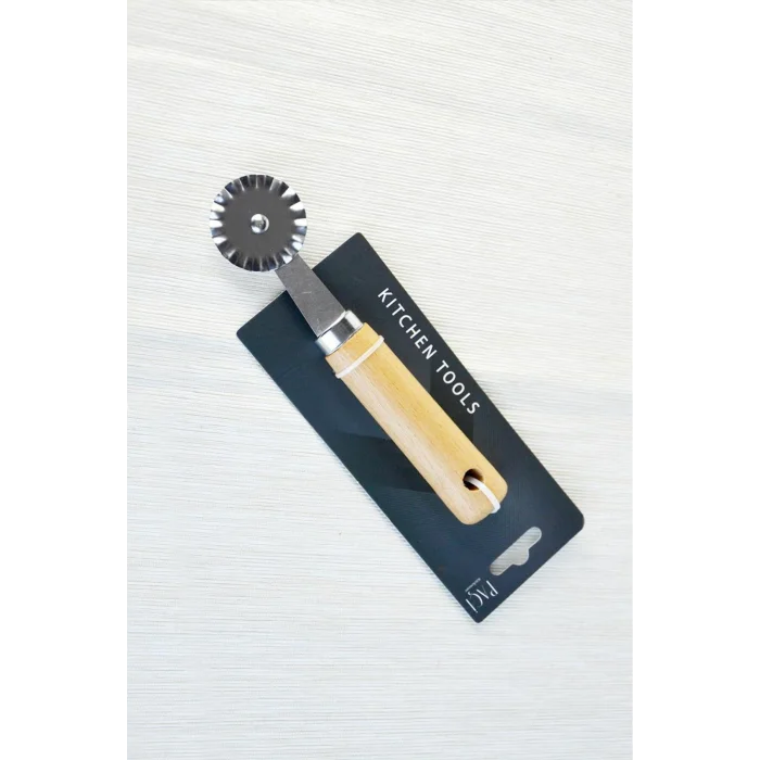 italyan tasarım Bambu Saplı Metal Pizza Dilimleyici