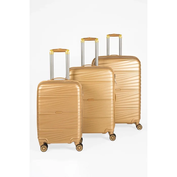 3’lü Valiz Bavul Seti Gold – Darbelere Karşı Yüksek Koruma