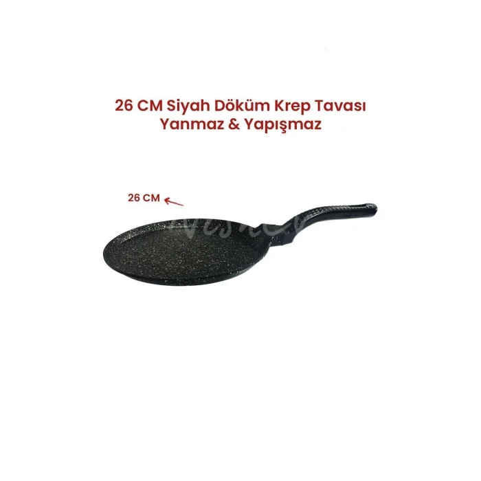 Hanımeli Premium Döküm Krep Tava 26 cm – Yanmaz Yapışmaz Çizilmez