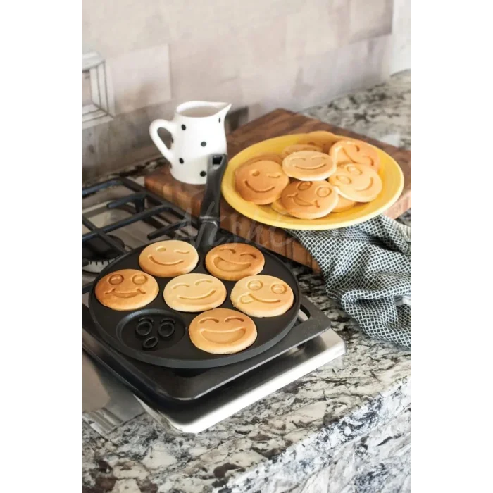 Emoji Yüzlü Granit Kaplama Özel Tasarım Pankek Tavası 28 cm – Premium Döküm