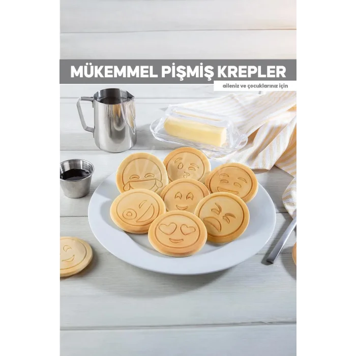 Emoji Yüzlü Granit Kaplama Özel Tasarım Pankek Tavası 28 cm – Premium Döküm