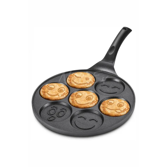 Emoji Yüzlü Granit Kaplama Özel Tasarım Pankek Tavası 28 cm – Premium Döküm