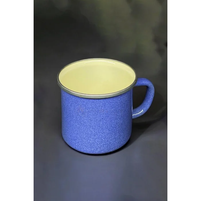 İtalyan Premium Emaye Kampçı Kupa – 450 ml – Mavi Elegance